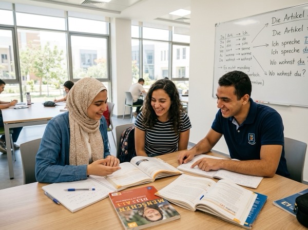 Egyptian students learning German