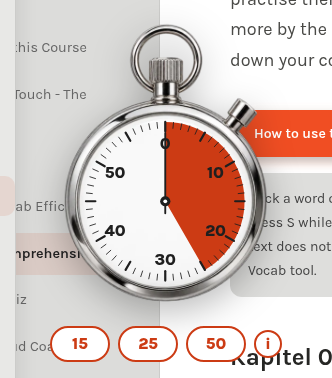The Study Timer popup showing the available focus-block lengths.