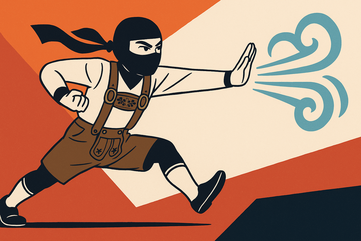 a bavarian ninja pushing air